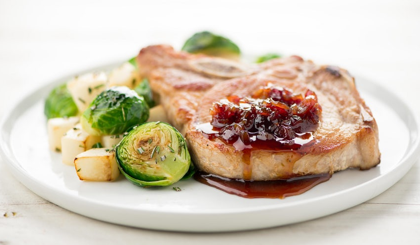 bone in pork chop with cranberry